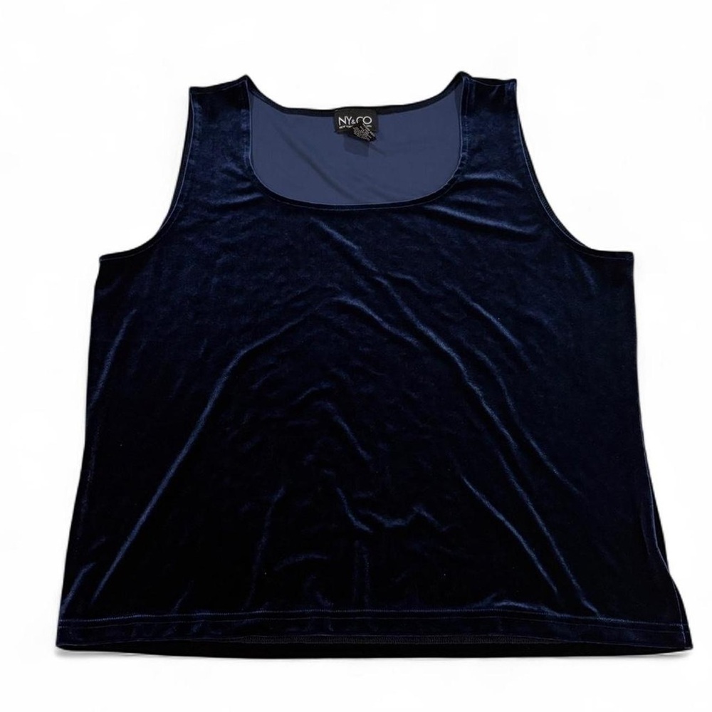 Vintage Y2K NY&CO Velvet Velour Tank Top in Navy Blue